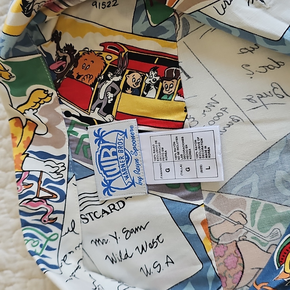 🌈HP🌈Reyn Spooner Hawaian Warner Bros. Vintage Shirt Large - Picture 14 of 16